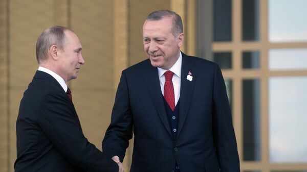 Президенты России и Турции Владимир Путин и Реджеп Тайип Эрдоган. архивное фото