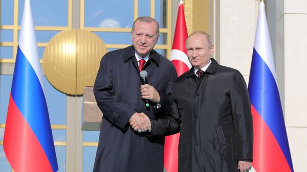 Президент РФ Владимир Путин и президент Турецкой Республики Реджеп Тайип Эрдоган. 3 апреля 2018