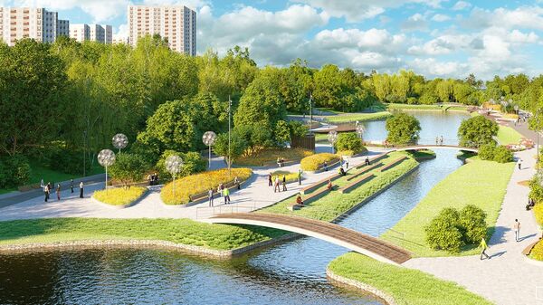 Проектное решение парка в пойме реки Битцы