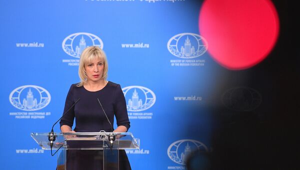 Официальный представитель министерства иностранных дел РФ Мария Захарова во время брифинга по текущим вопросам внешней политики. 2 марта 2018