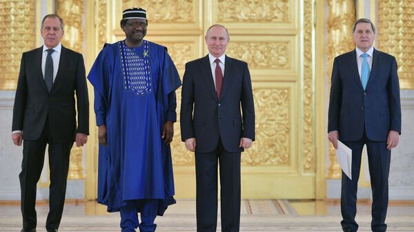 Президент РФ Владимир Путин и чрезвычайный и полномочный посол Нигерии Стив Дэвис Угба. Архивное фото