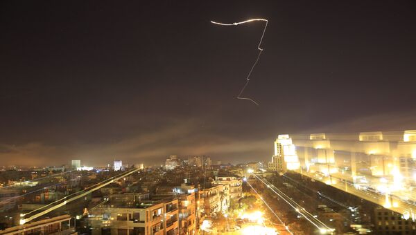 Зенитный огонь над Дамаском, Сирия. 14 апреля 2018