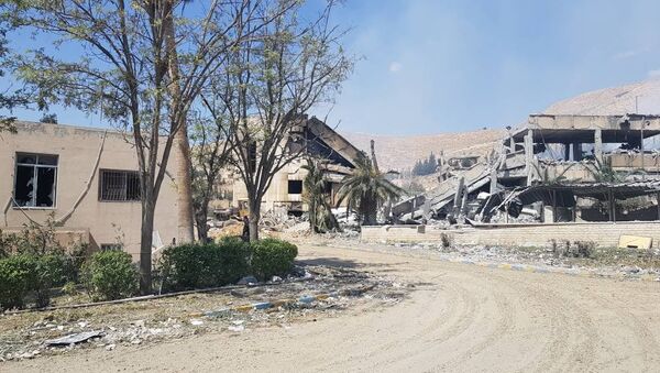 Исследовательский военный центр в Барза, Сирия. 14 апреля 2018