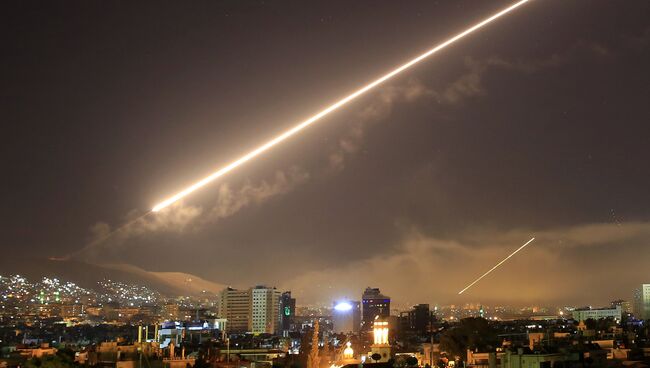 Зенитный огонь над Дамаском, Сирия. Архивное фото