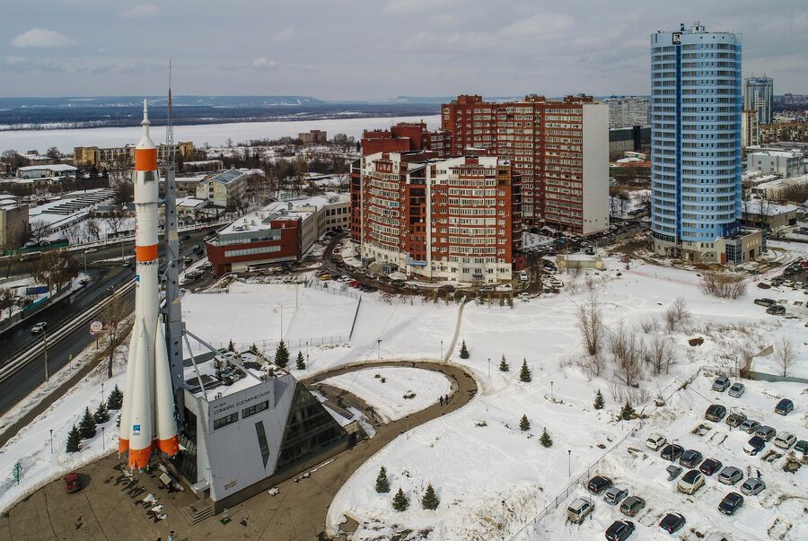 Монумент ракета-носитель Союз музея Самара Космическая им. Д. И. Козлова в Самаре