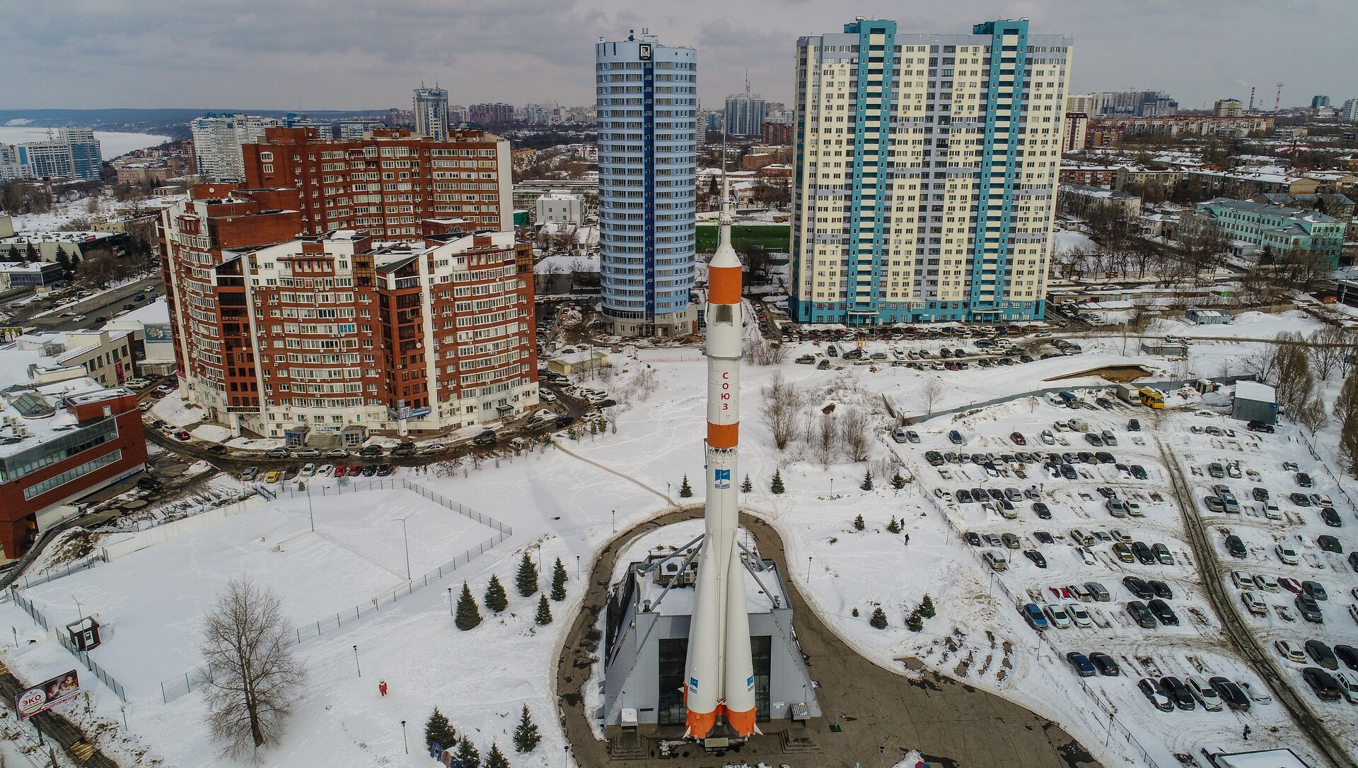 Монумент ракета-носитель Союз музея Самара Космическая им. Д. И. Козлова в Самаре - РИА Новости, 1920, 10.12.2020