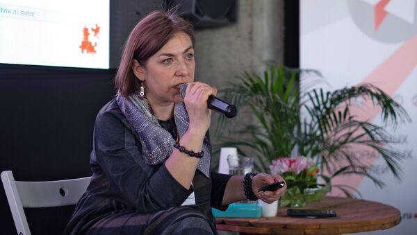Журналист Наталья Лосева на XII саммите независимых региональных издателей в Краснодаре. 19 апреля 2018
