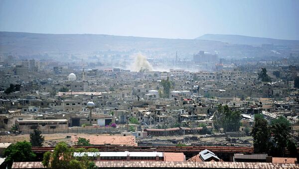 Сирийские военные наносят удары по позициям боевиков террористических организаций к югу от Дамаска, Сирия. Архивное фото