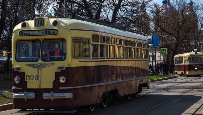 Парад трамваев в Москве. 21 апреля 2018