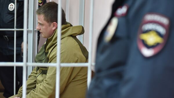 Владимир Аникин, обвиняемый в хищении сурдобарокамеры, в Хорошевском районном суде. 20 апреля 2018