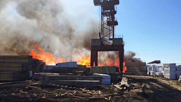 Пожар на лесоперерабатывающем предприятии в Кодинске, Кежемский район Красноярского края. 23 апреля 2018