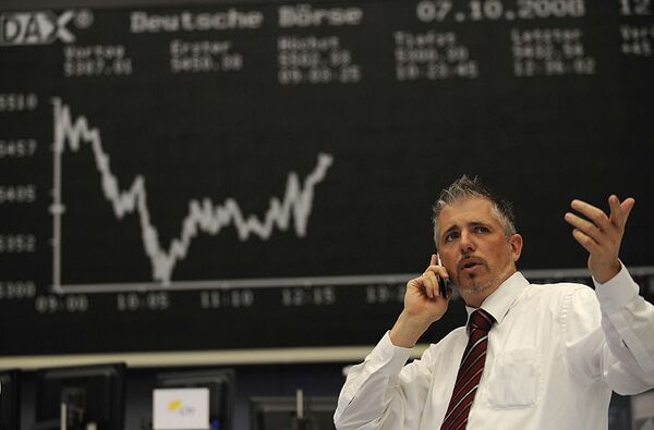 Трейдер на фондовой бирже во Франкфурте