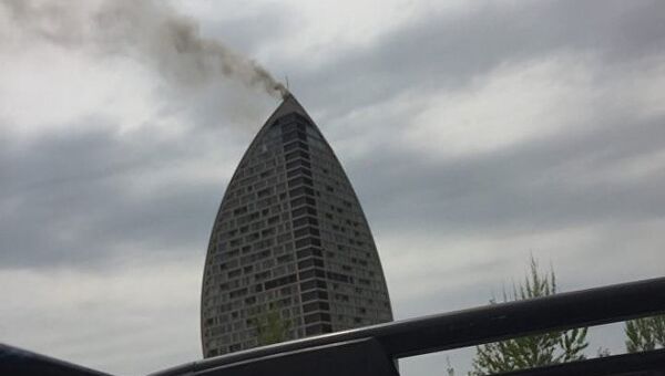 Пожар в Trump Tower в Баку. 28 апреля 2018