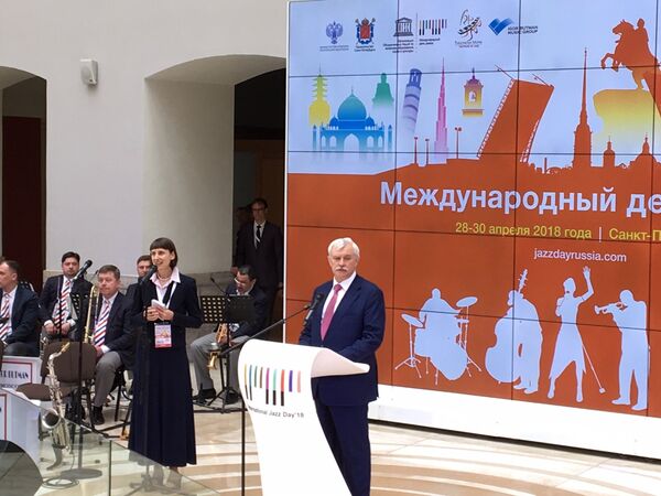 Георгий Полтавченко во время выступления на фестивале Международный день джаза в Санкт-Петербурге. 30 апреля 2018 Георгий Полтавченко во время выступления на фестивале Международный день джаза в Санкт-Петербурге. 30 апреля 2018