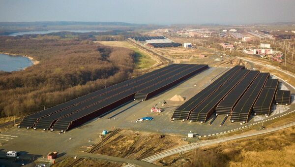 Трубы для строительства газопровода Северный поток - 2 недалеко от порта Мукран, Германия