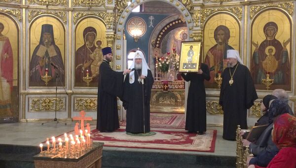 Патриарх Кирилл передал в дар Знаменскому кафедральному собору Кемерово икону мученика-младенца Гавриила Белостокского
