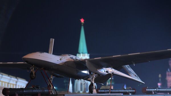 Беспилотный летательный аппарат (БЛА) Корсар на репетиции военного парада на Красной площади, посвященного 73-й годовщине Победы в Великой Отечественной войне