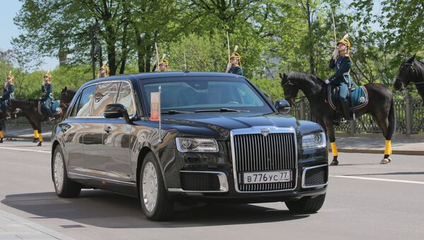 Автомобиль Aurus кортежа президента РФ. 7 мая 2018