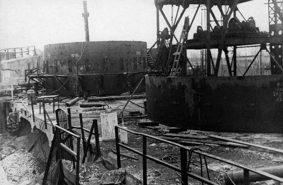 Новолипецкий металлургический завод. Строительство доменной печи номер 1, 1950 год