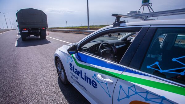 Испытание российского беспилотного автомобиля на подходах к Крымскому мосту. Архивное фото