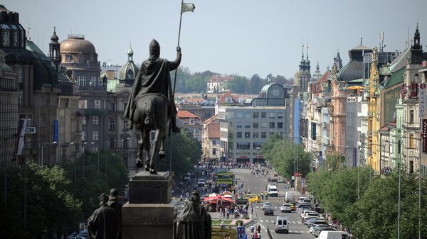 Вид на Вацлавскую площадь в Праге