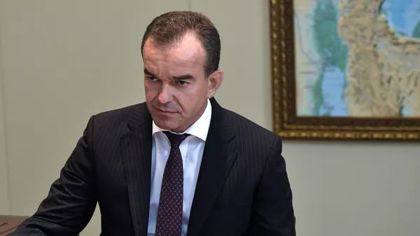 Губернатор Краснодарского края Вениамин Кондратьев во время встречи с президентом РФ Владимиром Путиным в Сочи. 11 мая 2018