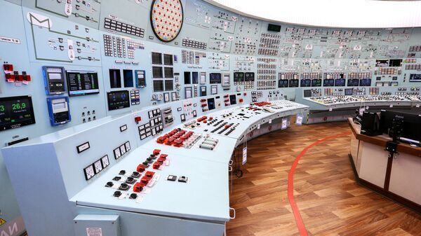 Блочный пульт управления Кольской атомной электростанции в Полярнозоринском районе Мурманской области