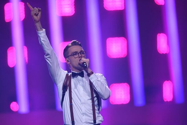 Участник из Чехии Миколас Йозеф в финале конкурса Евровидение. 12 мая 2018