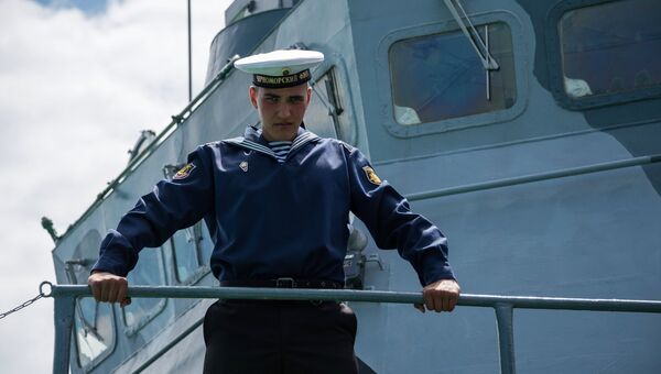 Моряк-Чернофлотец на борту боевого корабля Черноморского флота. Архивное фото