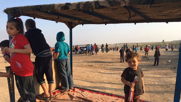 Палестинские дети на акциях протеста на границе сектора Газа с Израилем