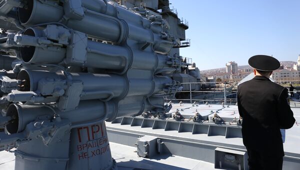 Установка Калибр на фрегате ВМС России