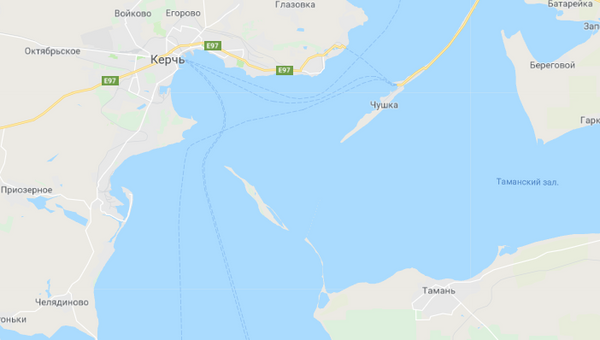 Скриншот карты сервиса Google Maps, на котором нет Крымского моста