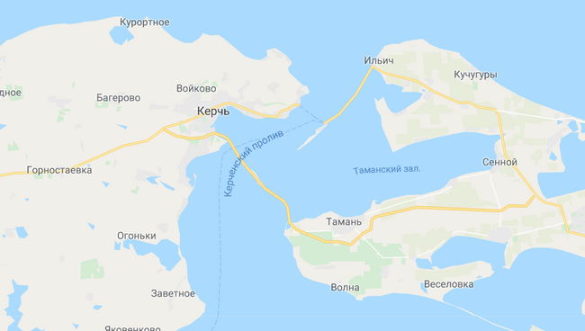 Скриншот карты сервиса Google Maps, на котором появился Крымский мост