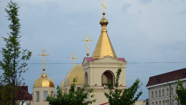 Церковь Архангела Михаила в центре Грозного, в которой четверо боевиков пытались захватить прихожан в качестве заложников. 19 мая 2018