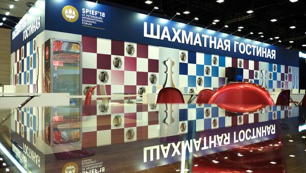 В конгрессно-выставочном центре Экспофорум накануне открытия Санкт-Петербургского международного экономического форума
