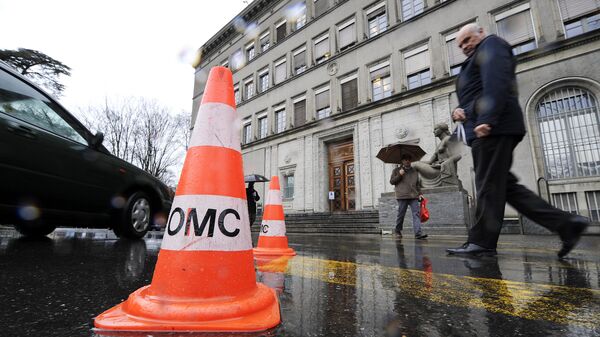 Вход в здание штаб-квартиры ВТО в Женеве. Архивное фото
