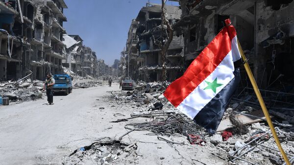 Флаг Сирии в Дамаске. Архивное фото