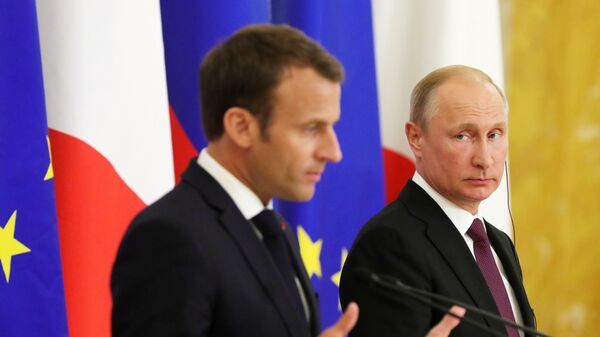 Президент РФ Владимир Путин на пресс-конференции по итогам встречи с президентом Франции Эммануэлем Макроном. 24 мая 2018