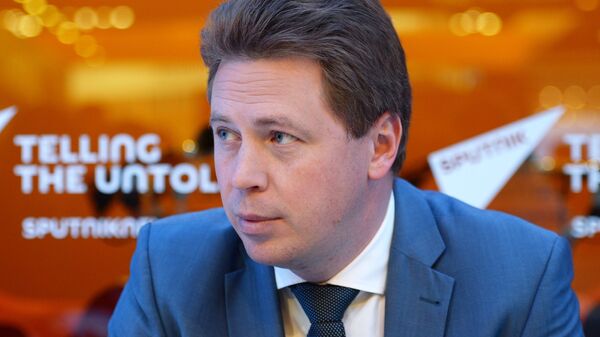 Губернатор Севастополя Дмитрий Овсянников на стенде Международного информационного агентства Россия сегодня на Петербургском международном экономическом форуме 2018