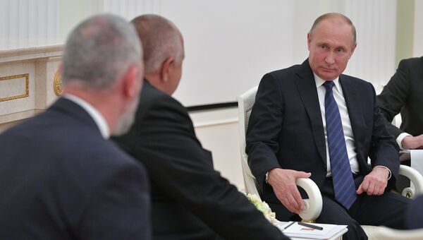 Президент РФ Владимир Путин во время встречи с премьер-министром Болгарии Бойко Борисовым. 30 мая 2018
