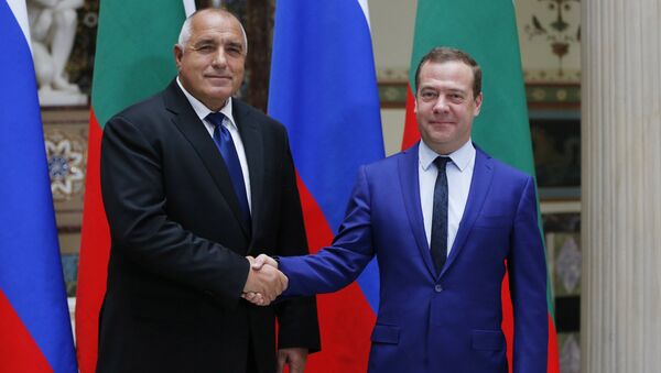 Премьер-министр РФ Дмитрий Медведев и премьер-министр Болгарии Бойко Борисов во время встречи. 30 мая 2018