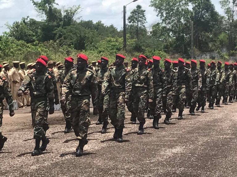 Парад первой роты (200 человек) центральноафриканской армии. 31 марта 2018