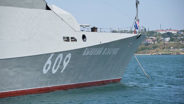 Малый ракетный корабль Вышний Волочек проекта 21631 во время передачи Черноморскому флоту в Севастополе. 1 июня 2018