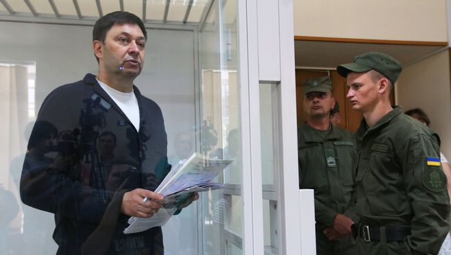 Кирилл Вышинский во время рассмотрения апелляции на арест в Херсонском суде. 1 июня 2018
