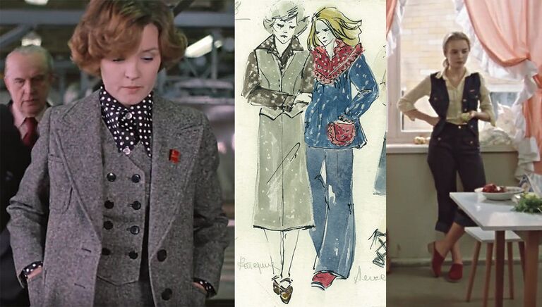 Кадр из фильма Москва слезам не верит и эскиз Ж. Мелконян