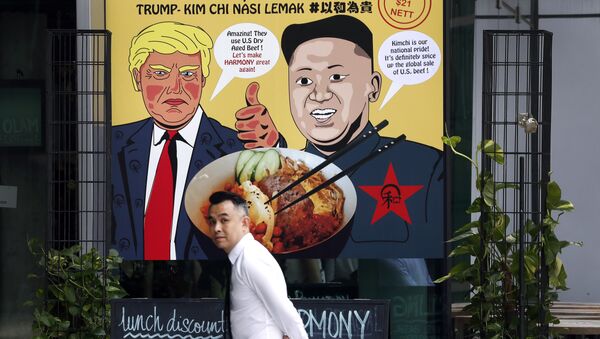 Реклама одного из ресторанов Сингапура в преддверии саммита глав КНДР и США