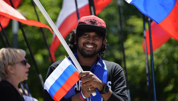 Мужчина во время празднования Дня России в Симферополе. 12 июня 2018