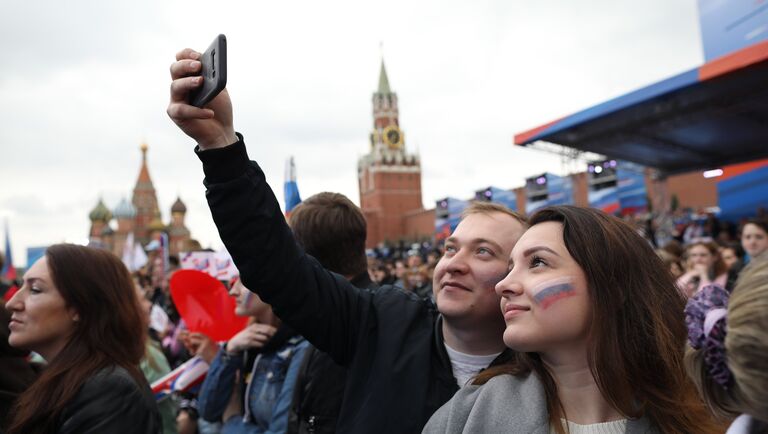 Участники празднования Дня России на Красной площади. 12 июня 2018