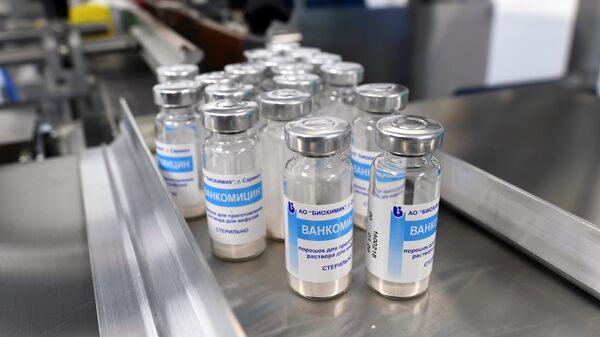 Участок выпуска готовой продукции антибиотика Ванкомицина на заводе по производству антибиотиков АО Биохимик в Саранске