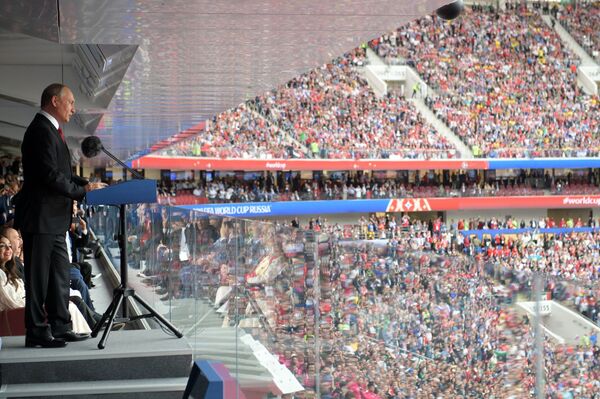 Президент России Владимир Путин на церемонии открытия чемпионата мира по футболу - 2018 на стадионе Лужники
